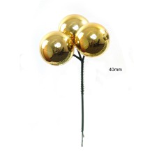 40MM Gold (Shiny) Plastic Ball Pick x3 (Lot of 1 Box - 2 Dz. Per Box) SALE ITEM